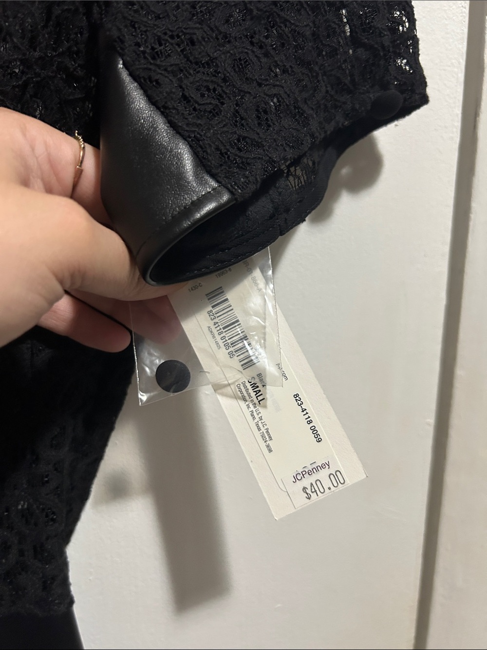 NWT! Women's Peplem Lace and Leather Top - Picture 3 of 4